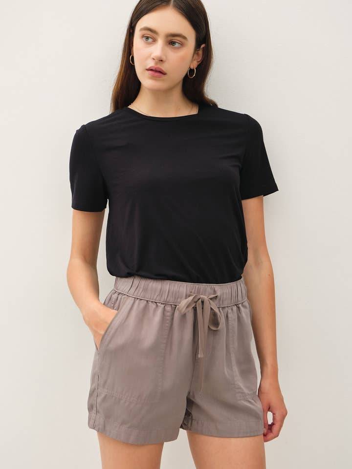 PL7412 - SOLID TENCEL SHORTS for wholesale by Peace Love Line