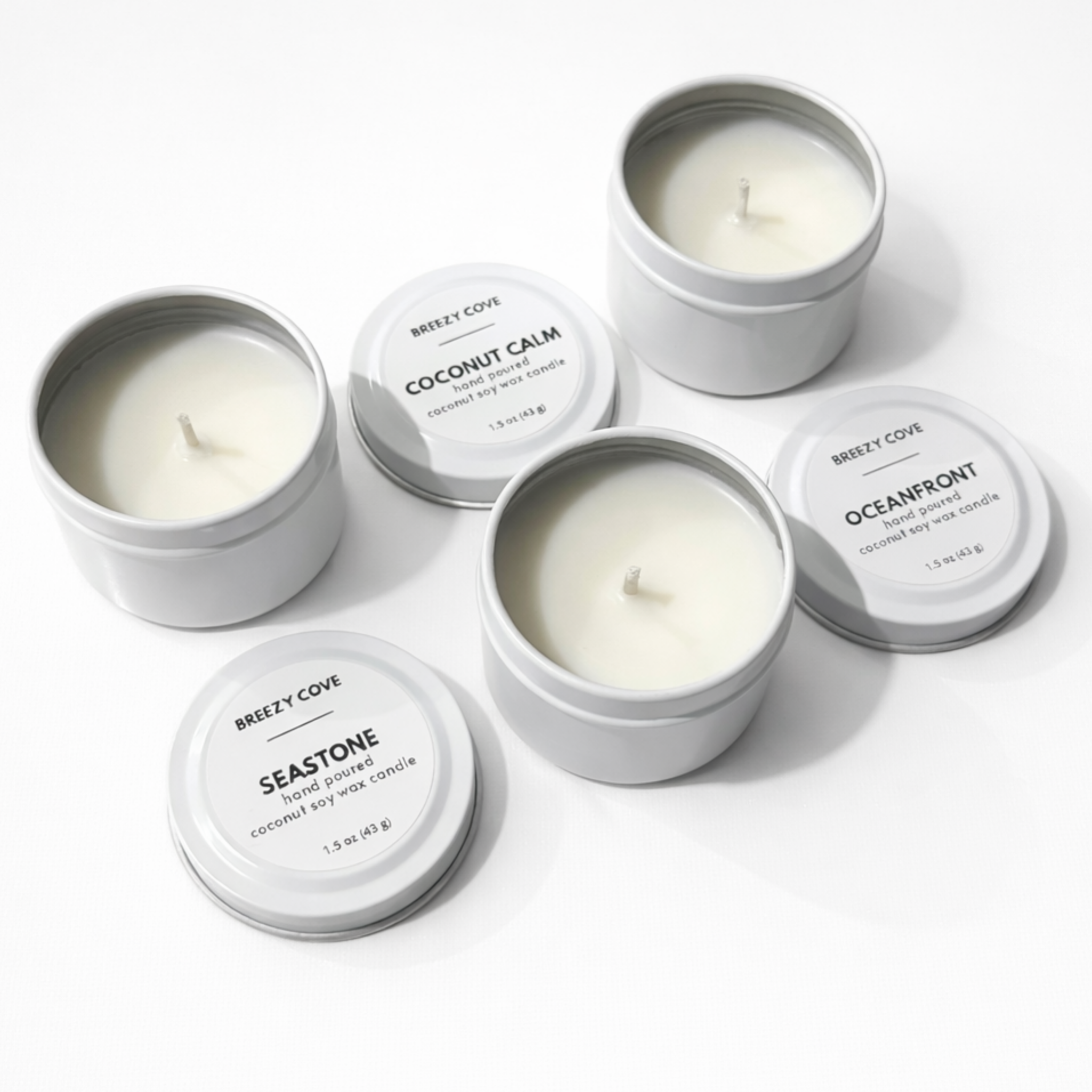 Breezy Cove - Wholesale Jar/Filled Candle - Beachside Mini Candle Trio Set – Coconut Soy Beach Candles4