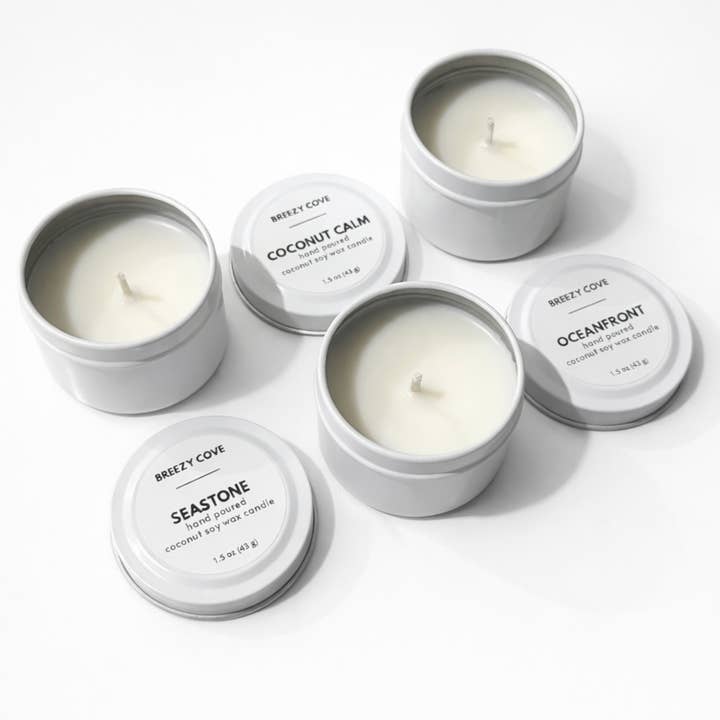 Breezy Cove - Wholesale Jar/Filled Candle - Beachside Mini Candle Trio Set – Coconut Soy Beach Candles4
