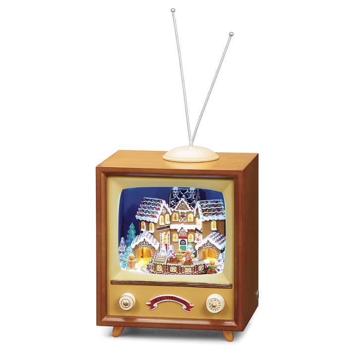 Lighted Musical TV with Gingerbread Town Scene for wholesale by Roman