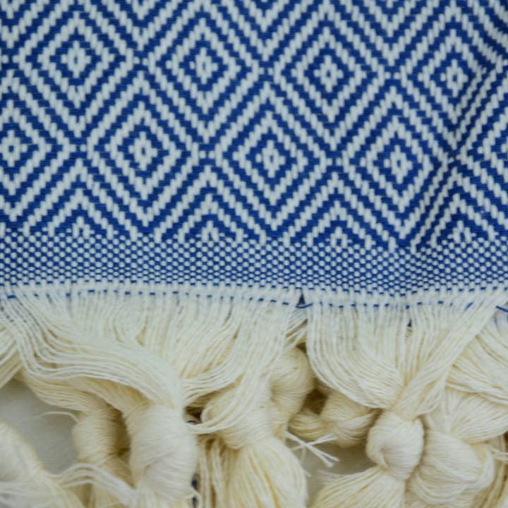 Organic Turkish Towels - Wholesale Beach Towel - Organic Cotton Beach Towel and Blanket in Blue Cream5