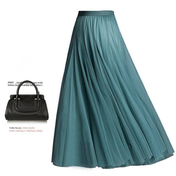 UZ Wholesale Store – Engroshandel Nederdel - Dame – Maxinederdel i ensfarvet dobbelt lag med stor kant4