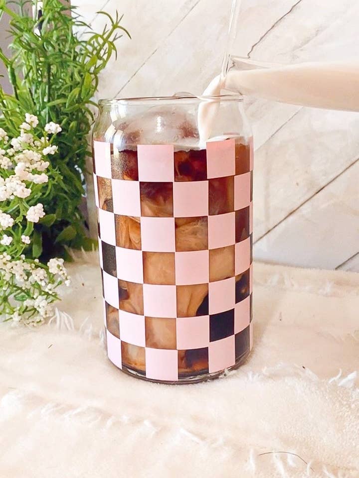 Retro karierte Dose Kaffeeglas für den Großhandel von Lovely JEN's Designs