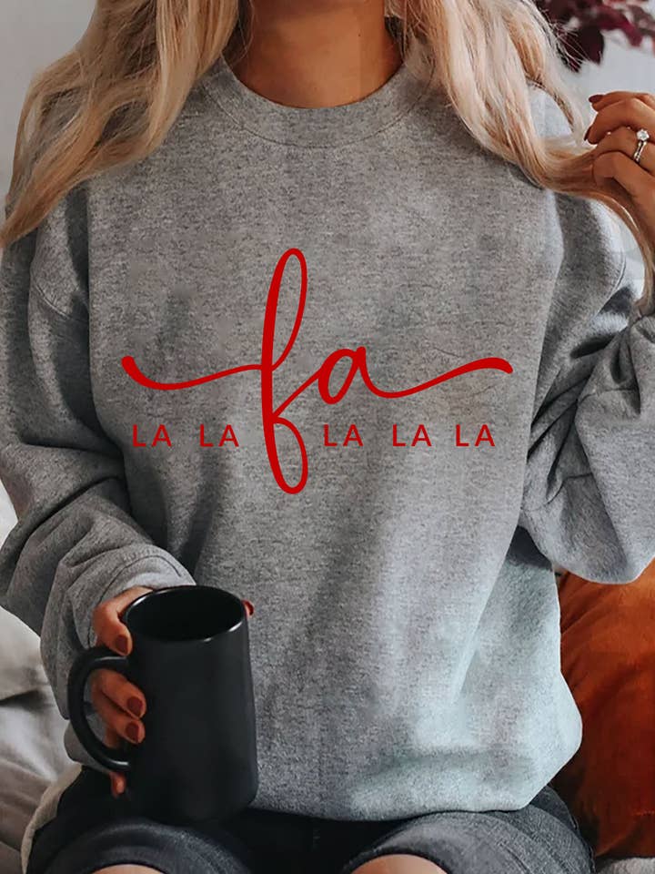 Fa La La La, Christmas, PLUS Cotton Fleece Sweatshirt for wholesale by Top Avenue