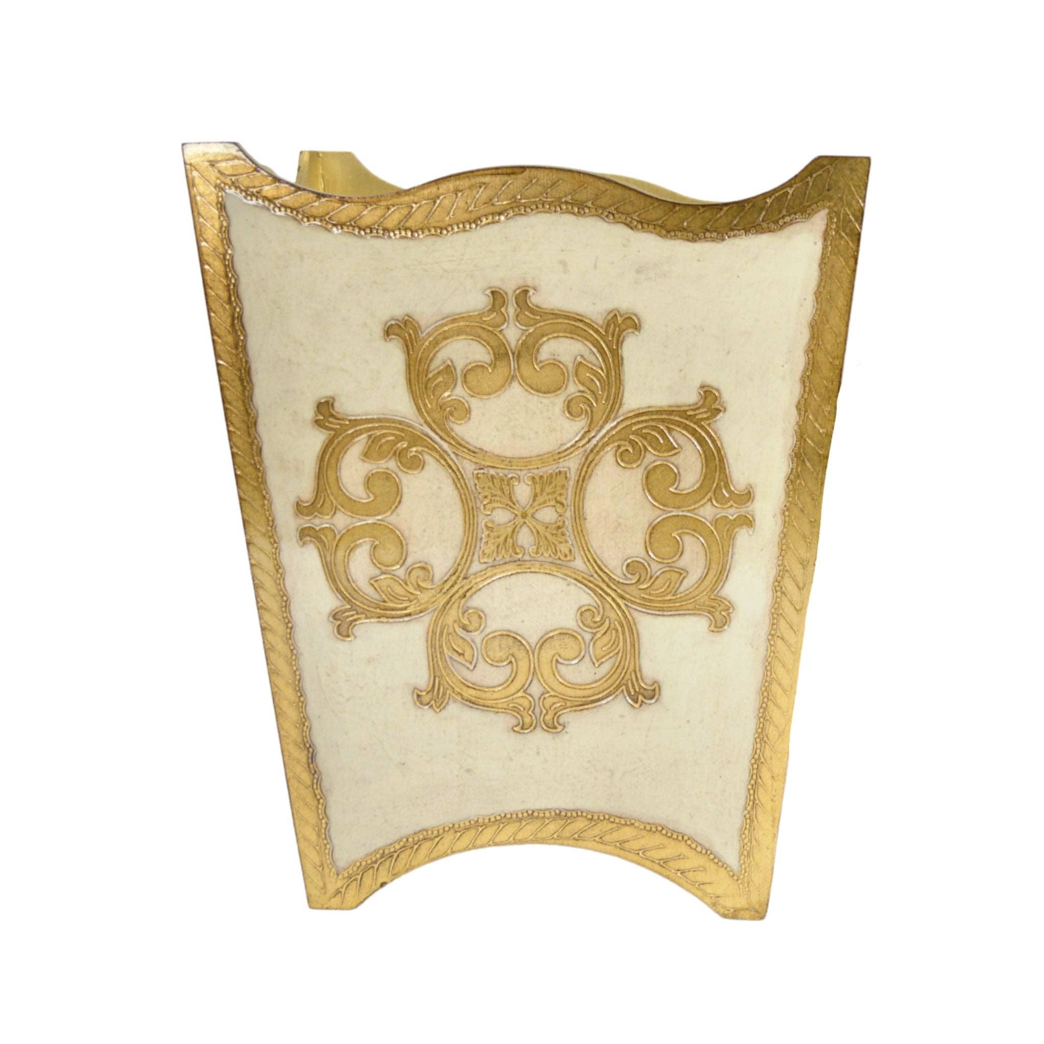 Via Graceffo - Wholesale Trashcan/Trash Bin - Italian Florentine Waste bin, Cappuccino & Gold, Made in Italy9