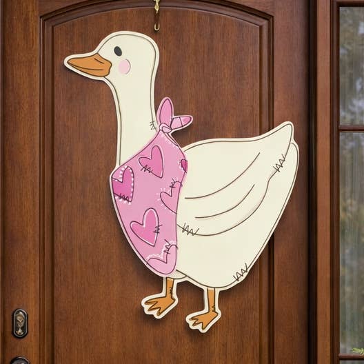 Casey Andrews Art - Wholesale Door Hanger - Hand Drawn Porch Goose Door Hanger for Interchangeable Seasonal Scarves