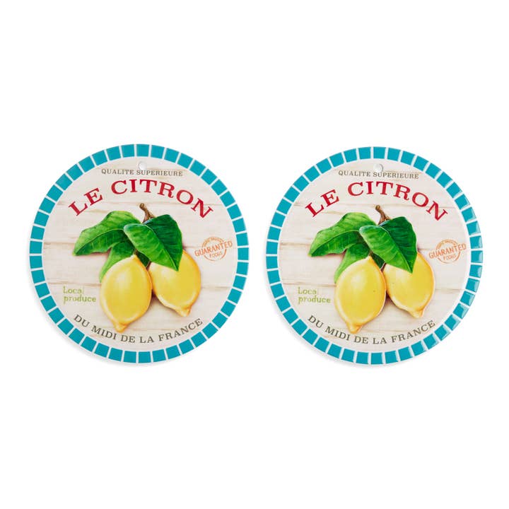 Set of 2 Round Lemon Trivets - Multi for wholesale by Core Home