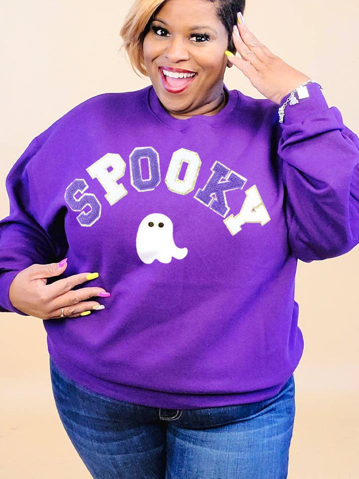 Spooky Chenille Sweatshirt for wholesale by Sugar Stitch