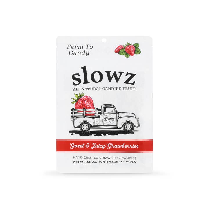 Slowz All Natural Candied Fruit - Wholesale Hard Candy - Orginal Sweet Juicy Strawberry - Delicious Flavour Candy