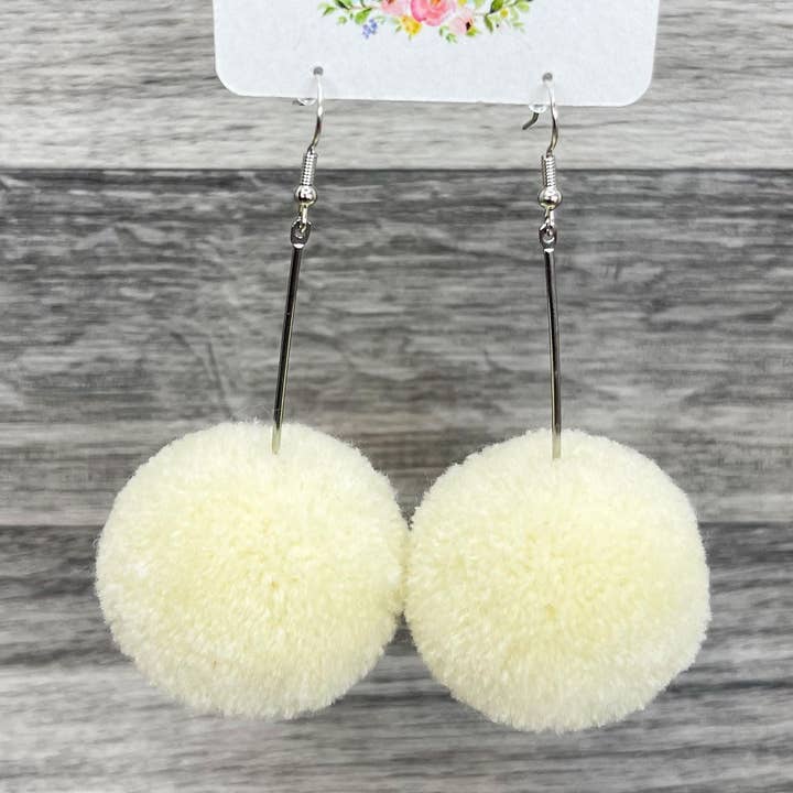 Pom Earrings Cream for wholesale by Hazel Hill ~MaeBella~