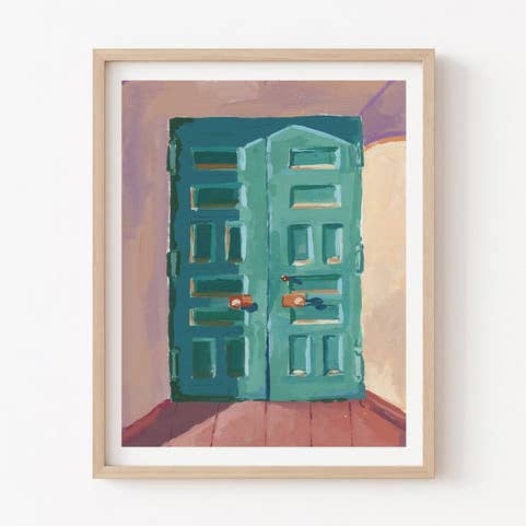 Illustration de porte turquoise impression d'art giclée de qualité supérieure pour la vente par Stephanie Missan Studio