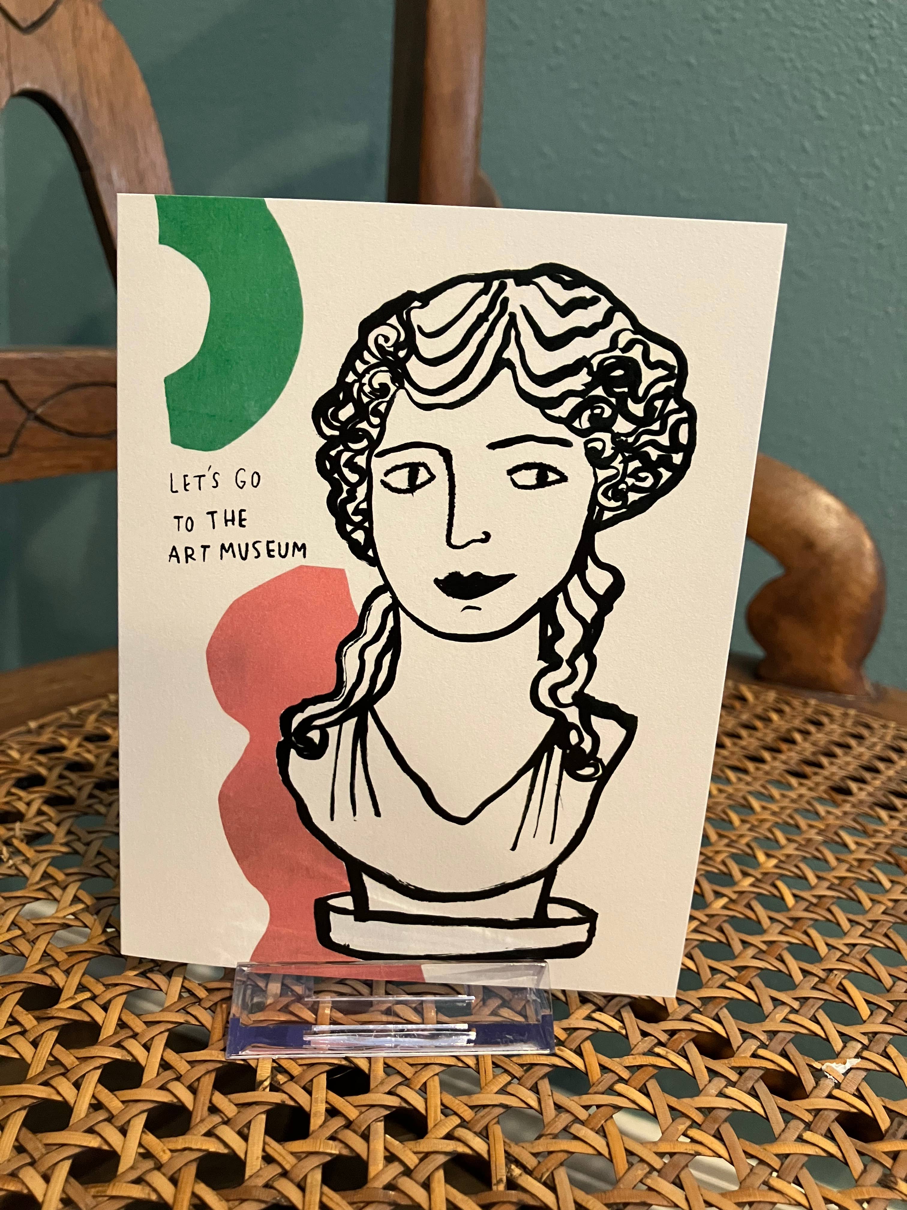 Colleen Harrington Studio - Vente Carte de vœux classique - Carte de vœux A2 - Allons au buste romain du musée d'art1