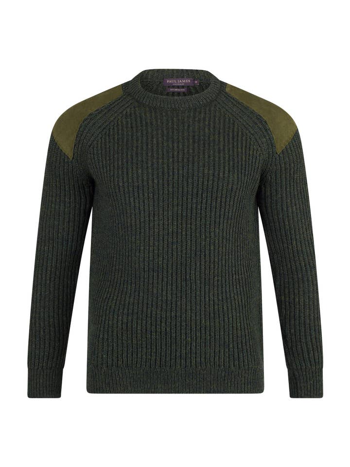 Paul James Knitwear – wholesale Pullovertröja - Herr – Mens Chunky Brittisk Ull Ribbed Shooting Jumper16