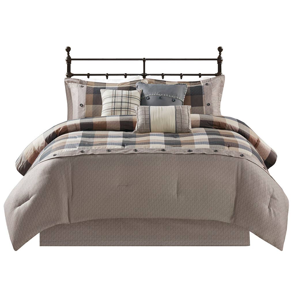 Olliix - Vente Parure de lit - Housse de couette et housse de couette Cabin Farmhouse Buffalo Check, beige13