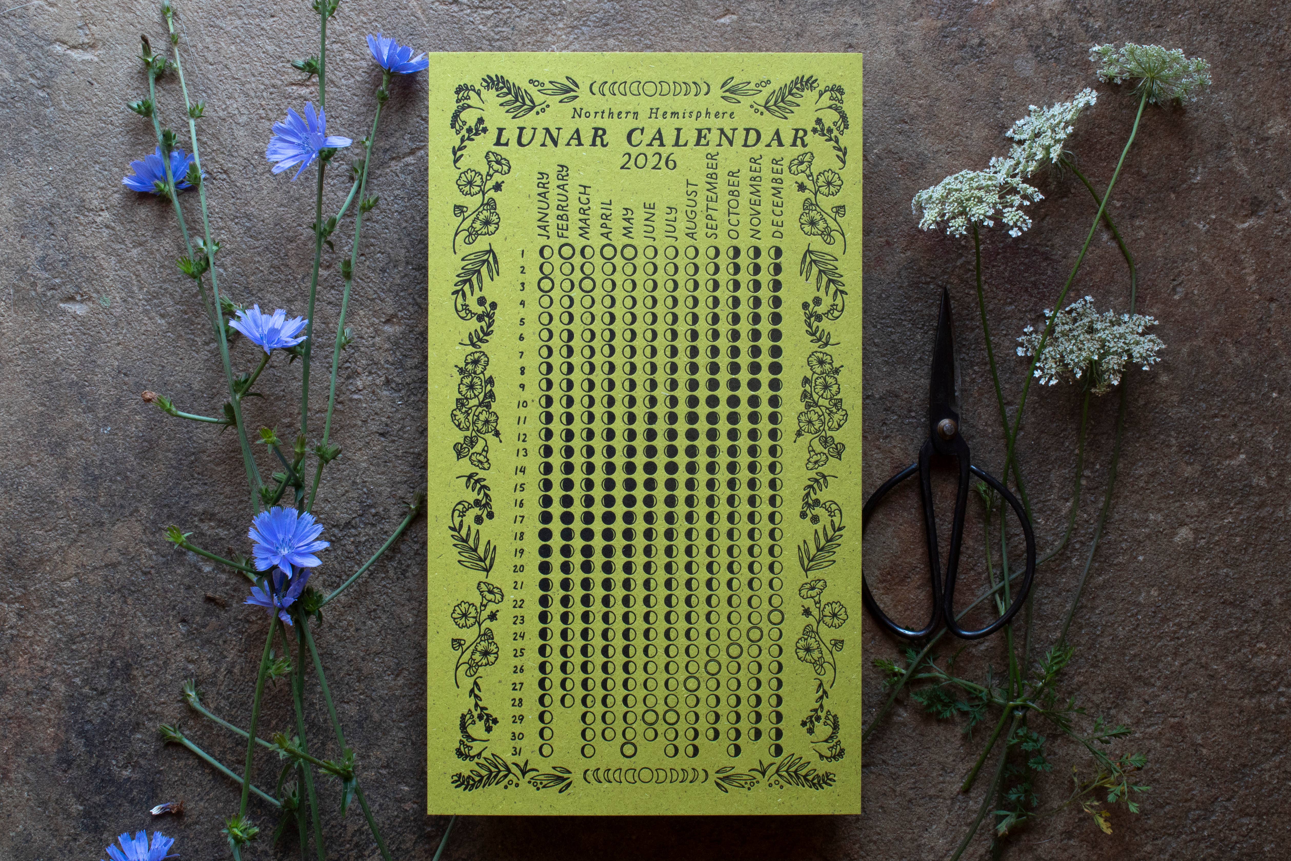 Ratbee Press - Vendita all'ingrosso Calendario - Calendario lunare 2026, fasi lunari, regalo di Natale 2025, muschio1