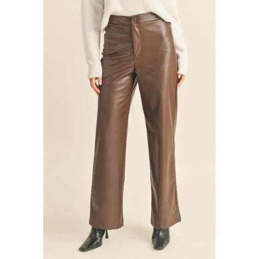 REGULÄRE GRÖSSE KUNSTLEDER WEIT GESCHNITTENE HOSE für den Großhandel von Curve Market