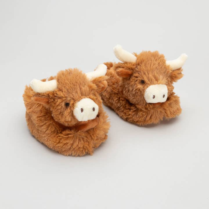 Jomanda Soft Toys & Accessories - Wholesale Slippers - Baby - Horny Highland Cow Plush Baby Soft Slippers House Shoes