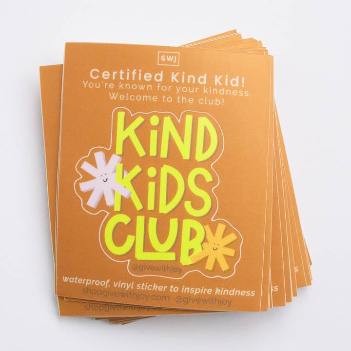 Gecertificeerde Vriendelijke Kind Sticker, Vriendelijke Kinderen Club Vinyl Sticker voor wholesale door give with joy
