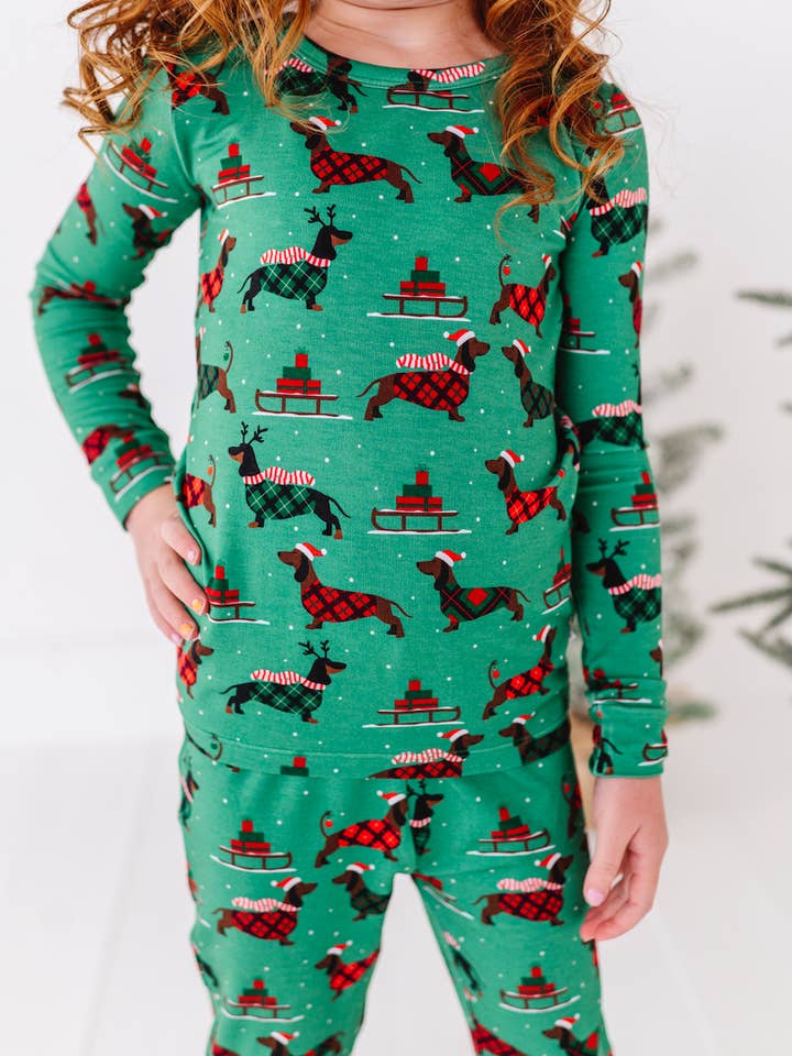 Kids Bamboo Pajamas - Tartan Tails Christmas Pajama for wholesale by Bird & Bean®