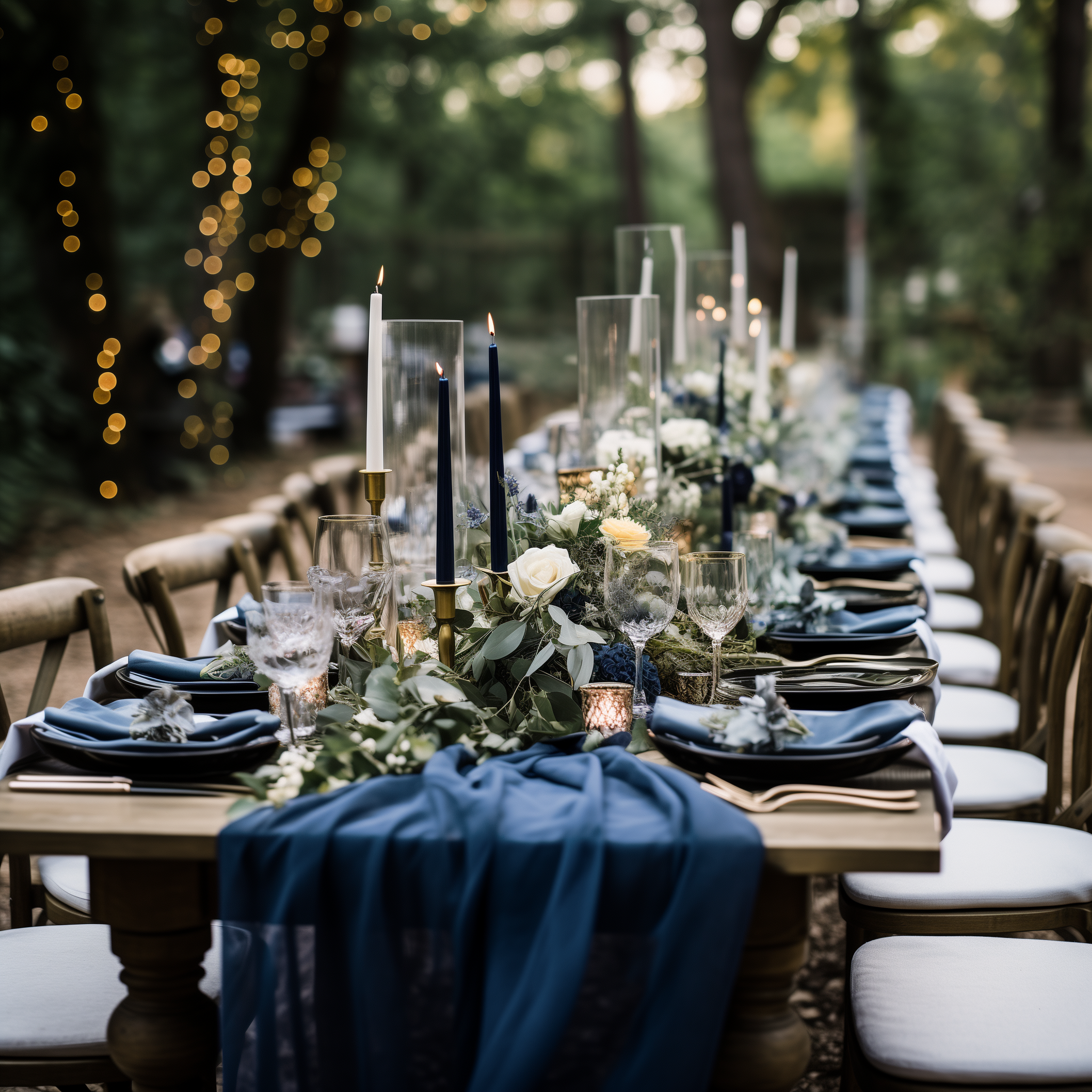 AVAGANTE Design – wholesale Table runner – Table runner -  crinkled cheesecloth runner - Navy blue8