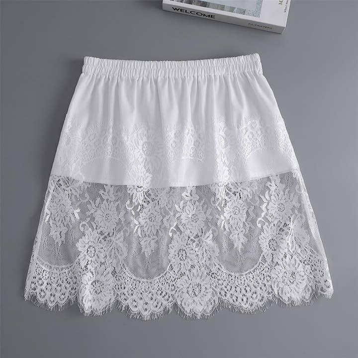 DE VAVE - Wholesale Skirt - Women's - Lace Hem A-Line Mini Skirt
