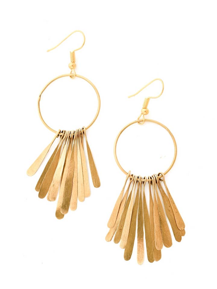 Onyesha Brass Fringe Earrings from Kenya for wholesale by Swahili | AFRICAN MODERN