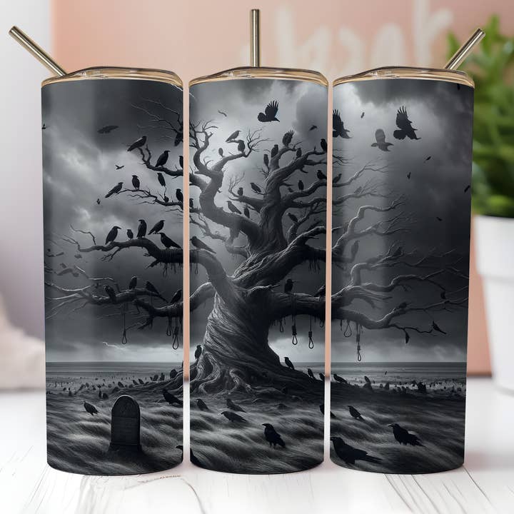 Ravens & Tree - Halloween 20oz Skinny Tumbler for wholesale by Dogwood Graphics & Design