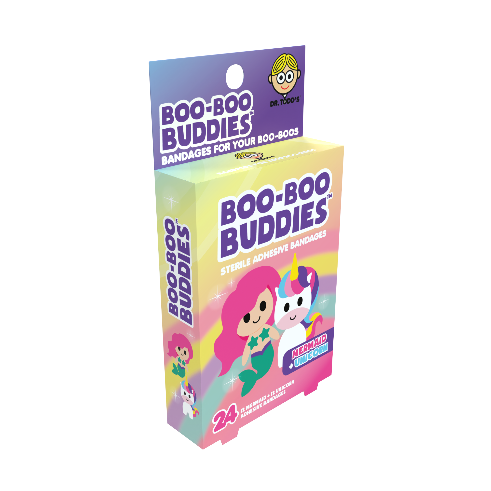 Boo Boo Buddies - Vendita all'ingrosso Cerotti - Bambini e neonati - Cerotti per Bambini – Sirena + Unicorno (24 Pezzi, Senza Lattice)4