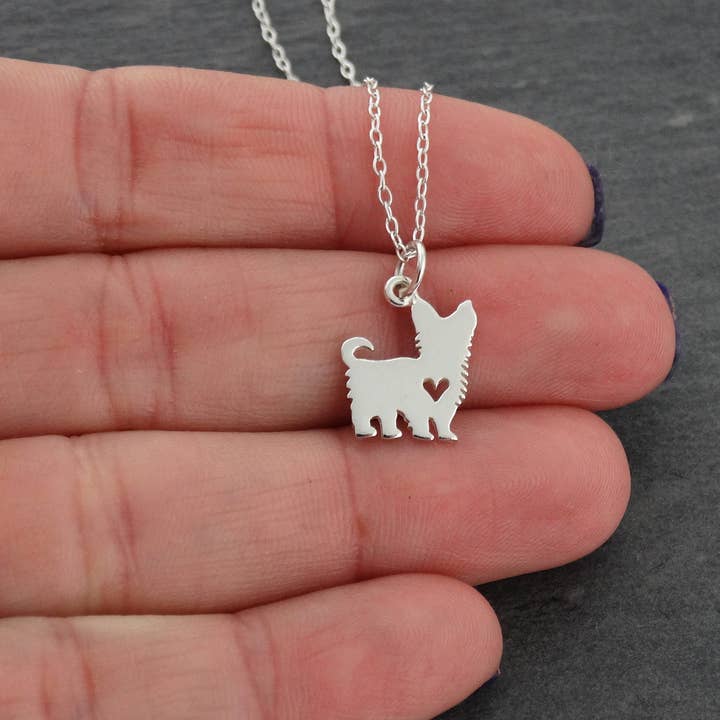 CY Design Studio - Wholesale Pendant/Charm Necklace - Yorkshire Terrier Necklace – Sterling Silver Dog Charm with Heart Cutout on 18" Chain2