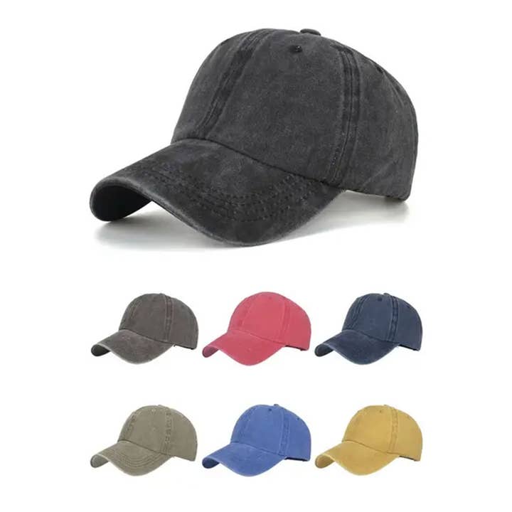 ACCITY - Wholesale Baseball Cap - Women's - Summer Washed Solid Baseball Cap, Sun Hat CWAH20620