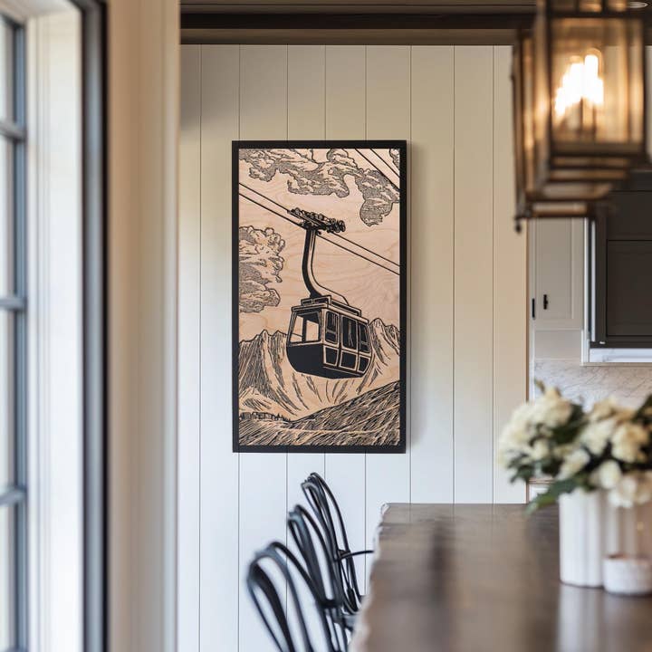 Benoit's Design Co. - Wholesale Wall Sign - Vintage Ski Gondola Engraved Illustration1