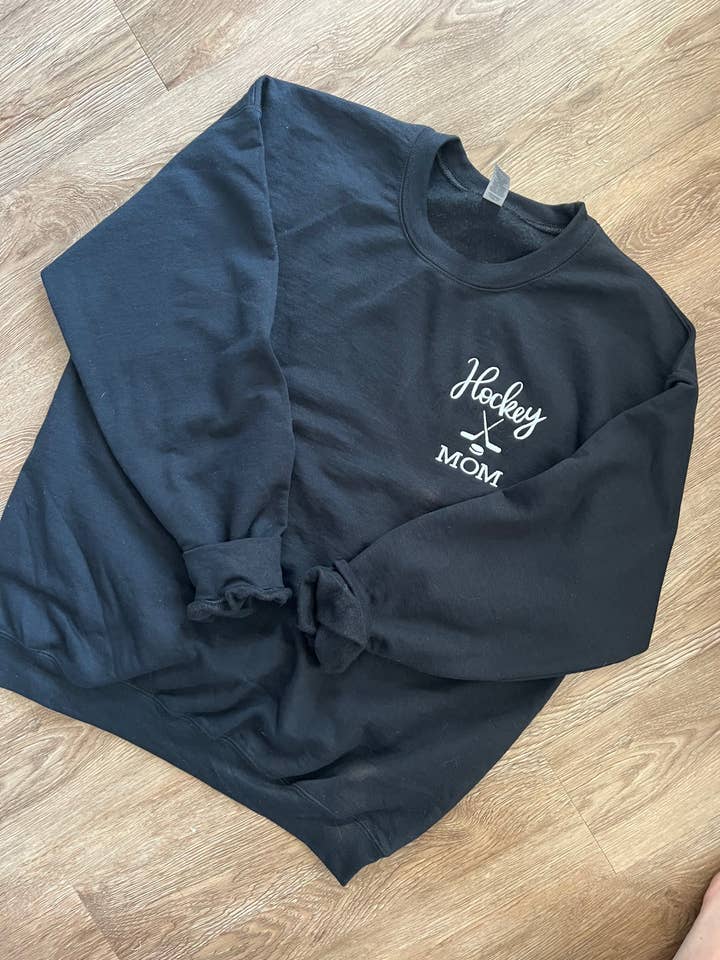 Hockey Mom Crewneck for wholesale by Wild Antler Thread Co
