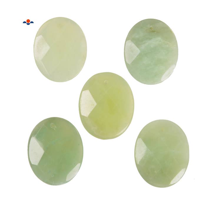 Natural Light Green Jade Oval Shape Pendant Size 40x50mm Sold per Piece for wholesale by CRCBEADS