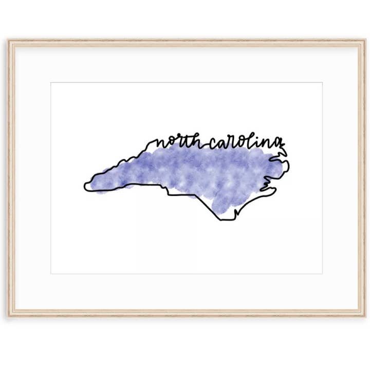 North Carolina Watercolor Print for wholesale by Ethel B Designs