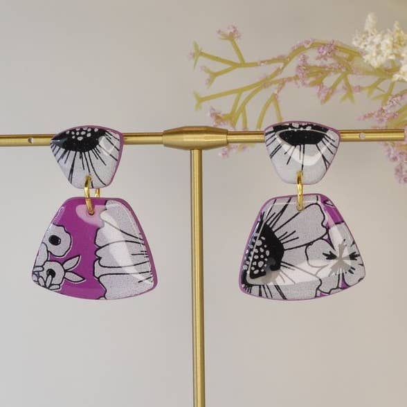 Fuchsia Floral Dangles for wholesale by Creative Chaos Company