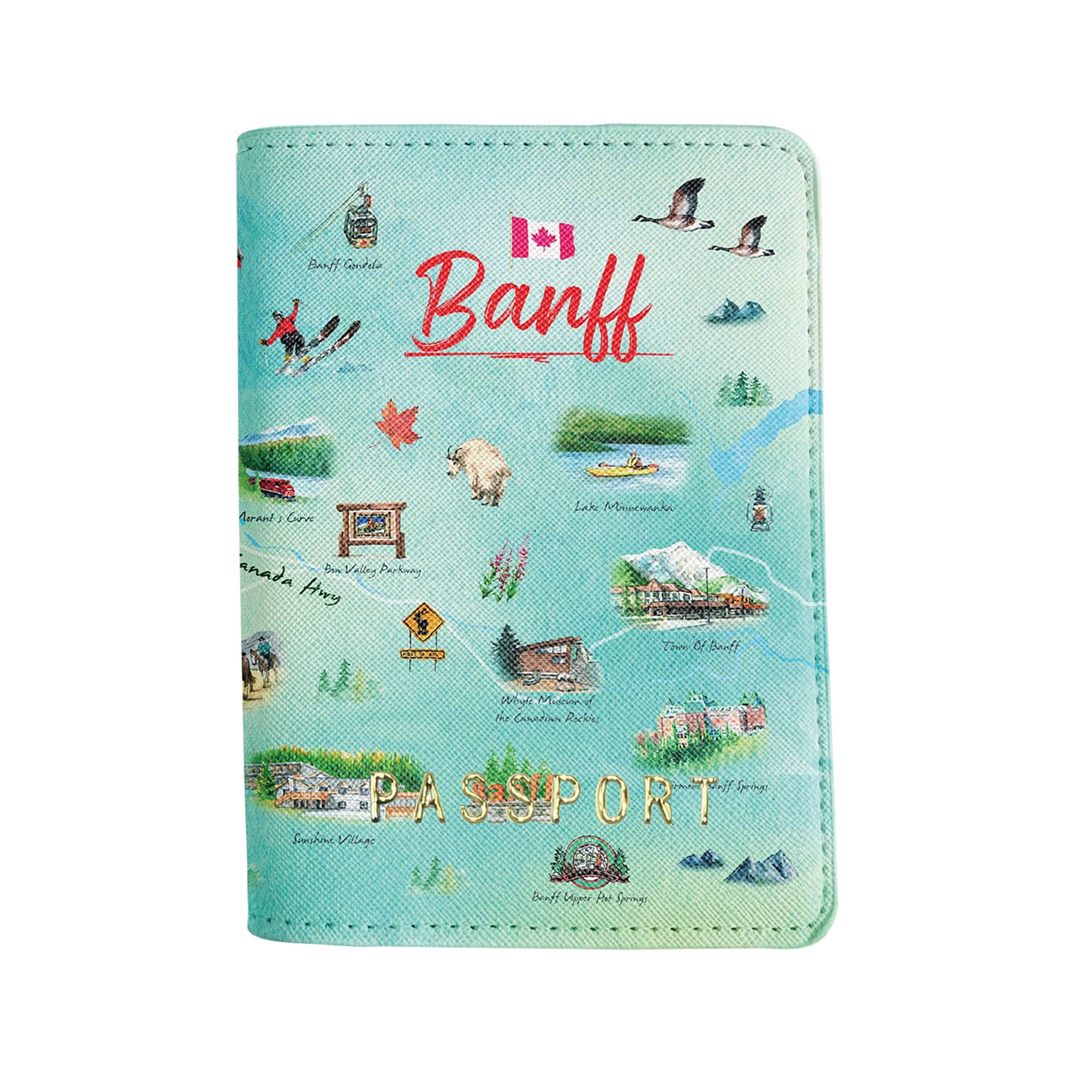 Northern Icons Canada - Wholesale Passport Case - Unisex - Banff Travel Illustration Passport Cover – Canadian Rockies Souvenir Holder3