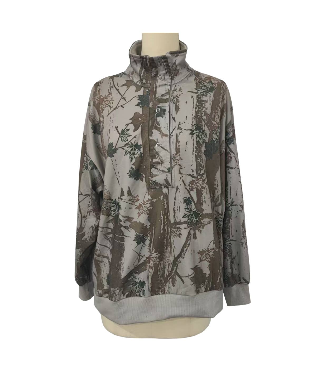 Rosa Clothing - Wholesale Sweatshirt - Women's - Western Retro Camo Tree Branch Collared Sweatshirt1