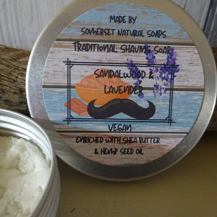 Traditional Shaving Soap Sandalwood & Lavender for wholesale by somerset natural soaps