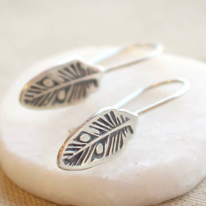 Feather Lobe Hugger Earrings, Unique Minimalist Earrings for wholesale by Sarah DeAngelo