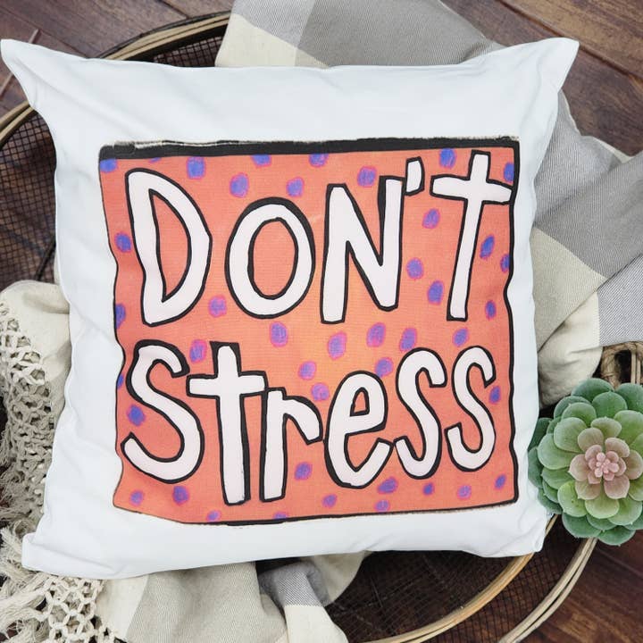 Almohada Don't Stress para venta al por mayor de Julie Abbott Art