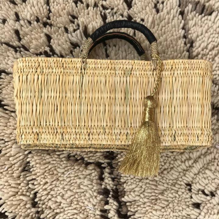 martitec - Wholesale Basket - Palm Leaf Basket with Leather Handles