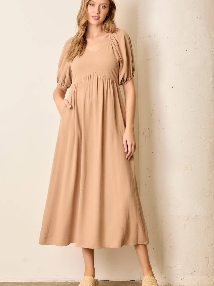 LINEN MIDI DRESS for wholesale by Polagram by Wellmade USA