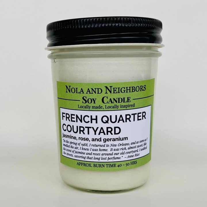 French Quarter Courtyard: A Floral and Elegant soy candle for wholesale by Nola and neighbors