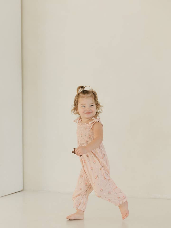 Clara Floral | Bamboo Smocked Jumpsuit for wholesale by Baylor Moon