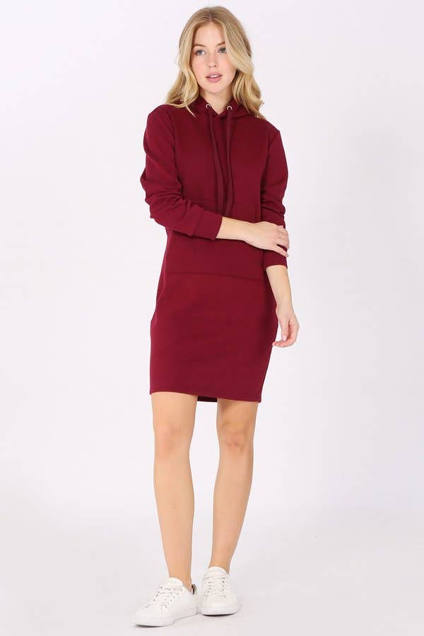 Color 5 - Vente Robe – femme - Robe-sweat à capuche à manches longues et doublure polaire uni6