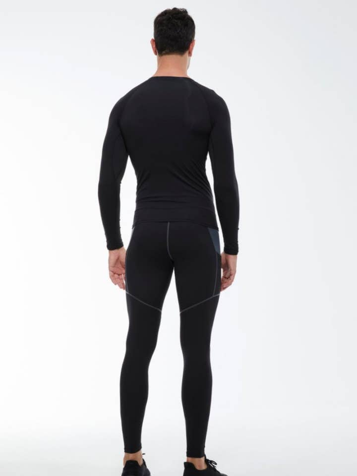 Active by Anna-Kaci - Wholesale Athletic Top - Men's - Men's Long Sleeve Athletic Compression Shirt & Crew Neckline5