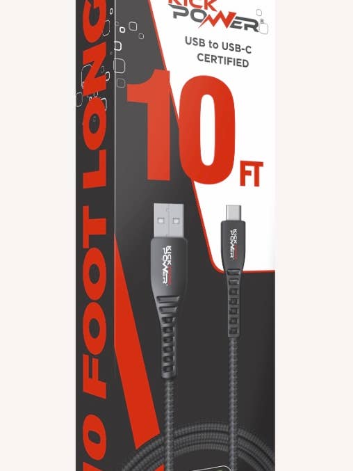 KickPOWER™ 10ft USB-C Fast Charging Cable for wholesale by KickPOWER