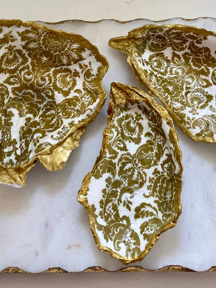 Del Mar Designs- Gold Filigree Oyster Shell Jewelry Dish for wholesale by Onic Brands LLC