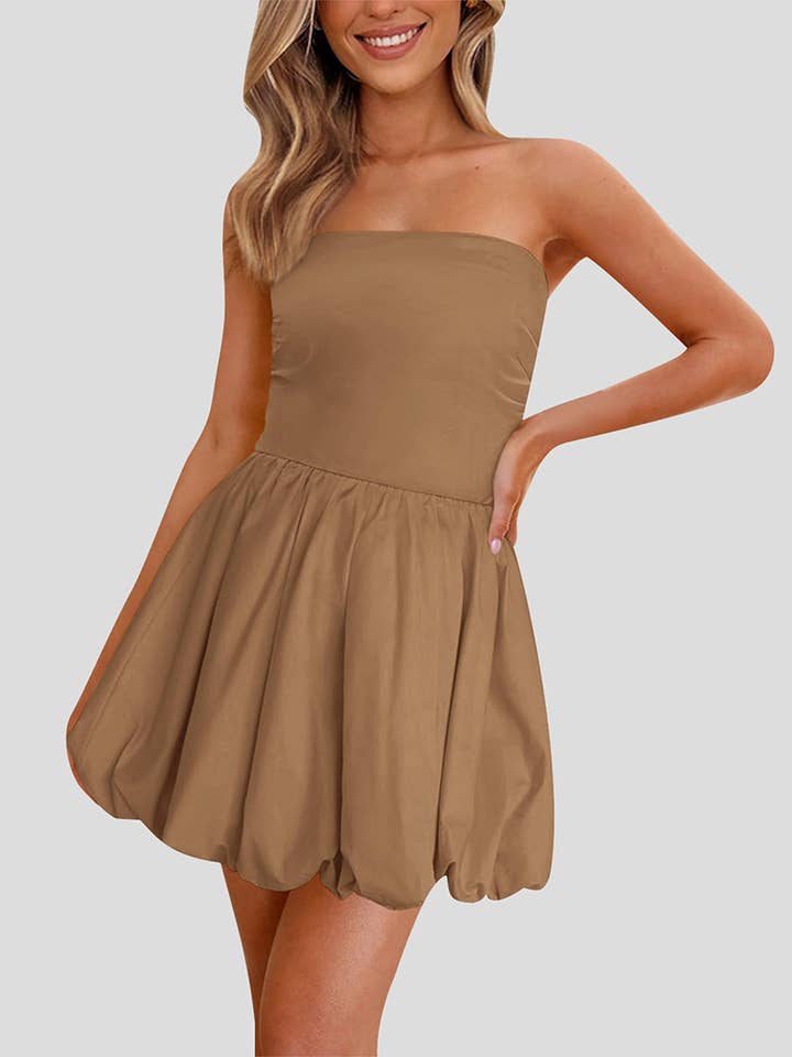 EmberLoom - Wholesale Dress - Women's - Strapless Bubble Hem Mini Dress3
