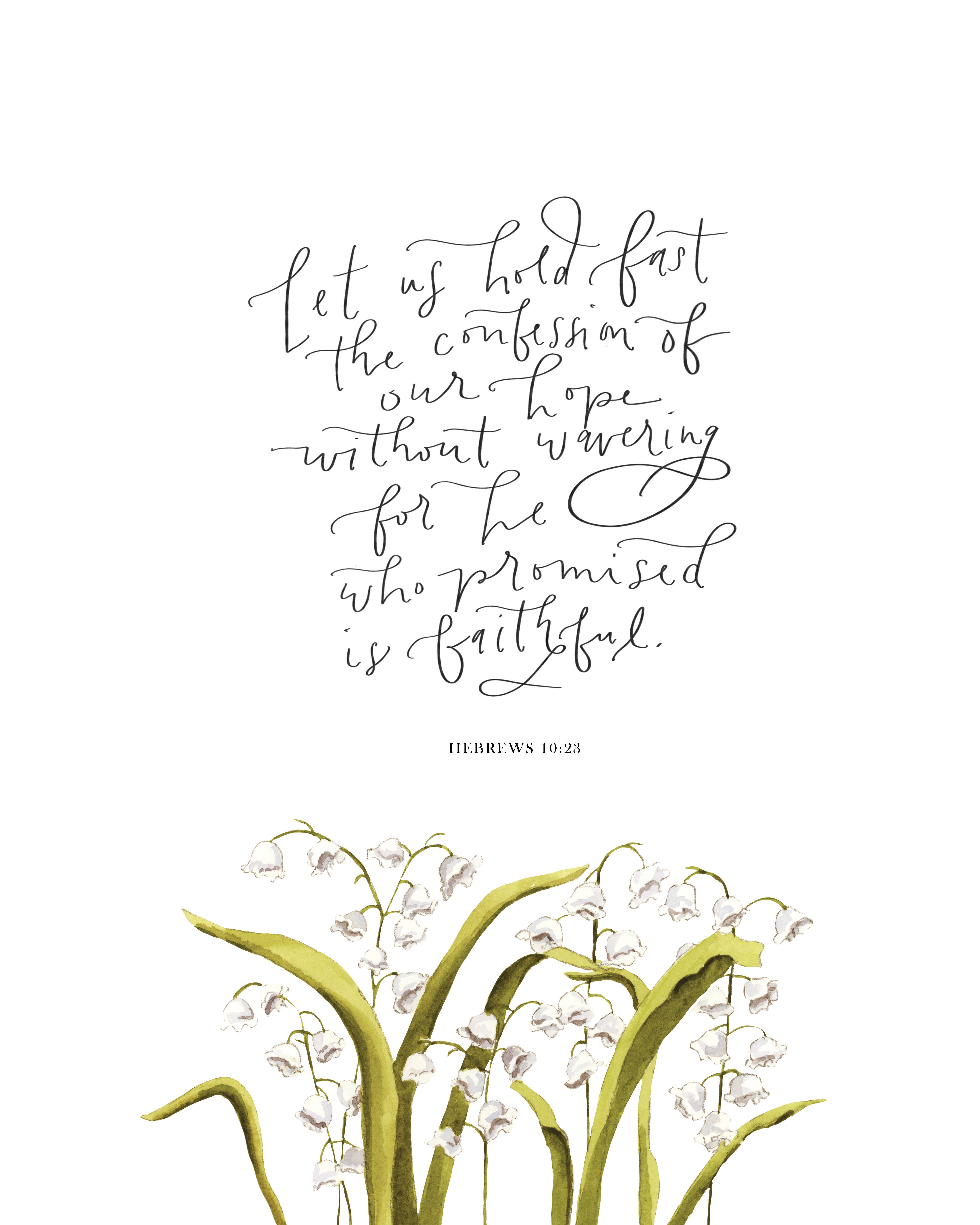 Grace Notes Ltd. - Christian Art and Gifts - Wholesale Art Print - Hebrews 10:23 Hand Lettered Watercolor Scripture Art Print0